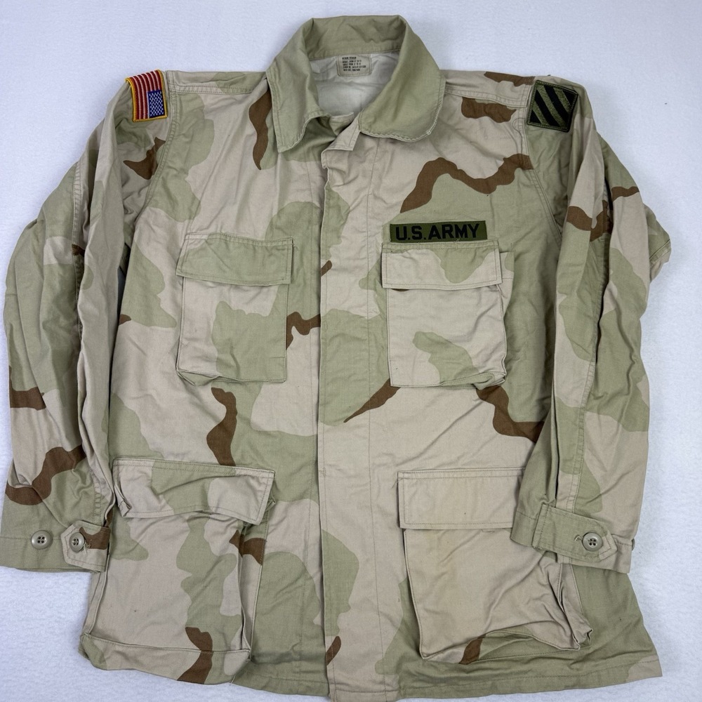 Vintage 1991 US Army 3 Color Desert Camo BDU Combat Coat Jacket Medium Regular